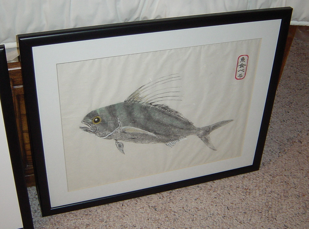 Roosterfish fishing - roosterfish gyotaku - roosterfish art
