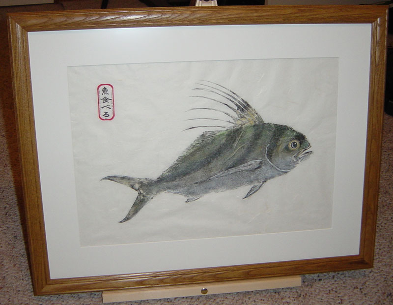 Roosterfish fishing - roosterfish gyotaku - roosterfish art