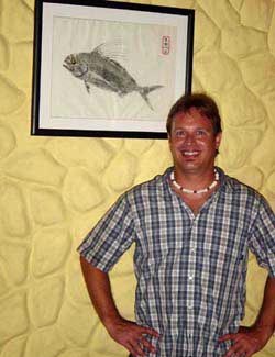 Original art gyotaku fish prints - roosterfish